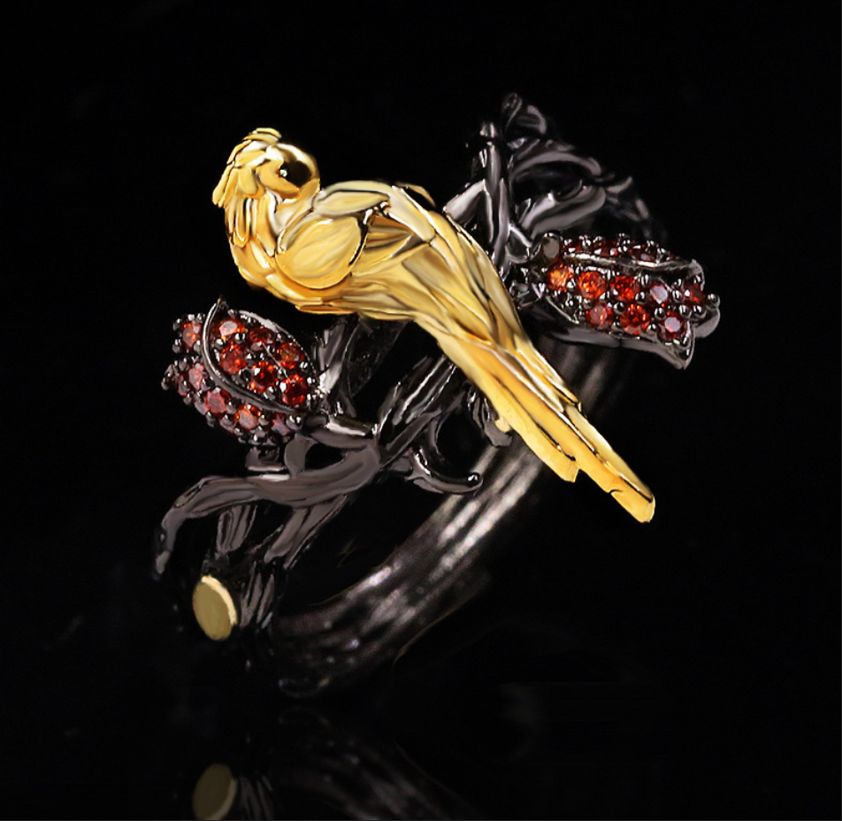 Sunlit Hummingbird Ring | Black