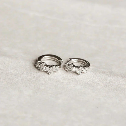 Crystal Cluster Huggies | White Gold