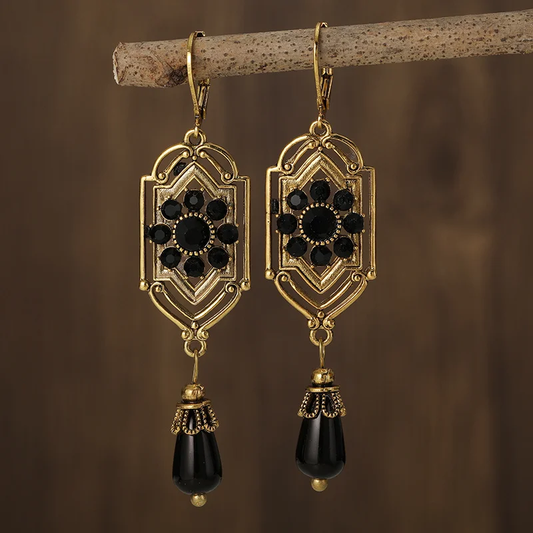 Charm - Vintage Black Crystal Earrings