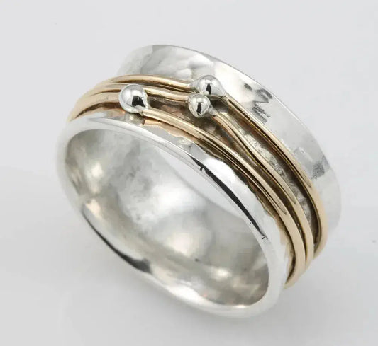 Selene™ | Vintage Gold Layered Silver Ring